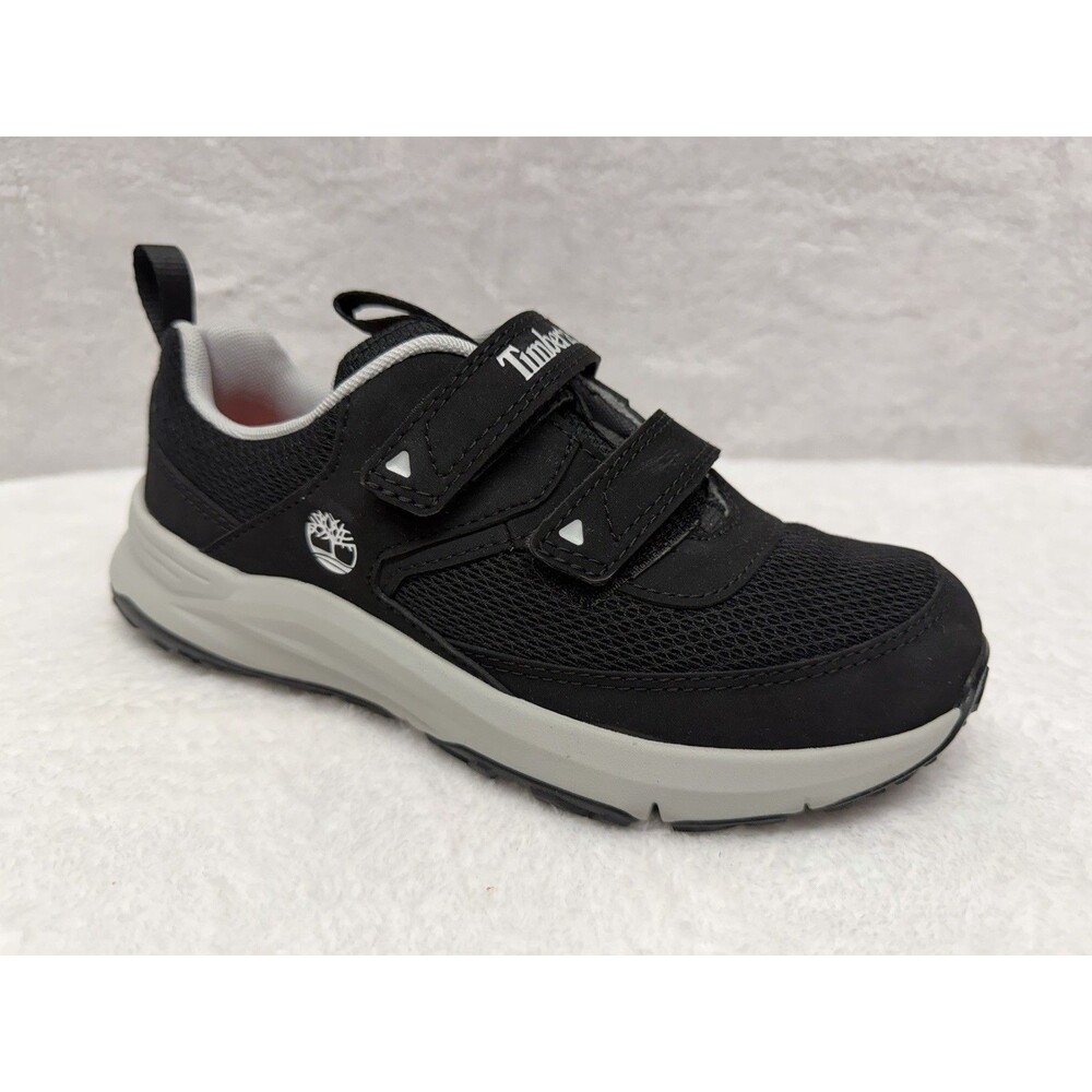 Timberland Kids Size 2 Sneakers Black Mesh Hook Loop Strap Shoes